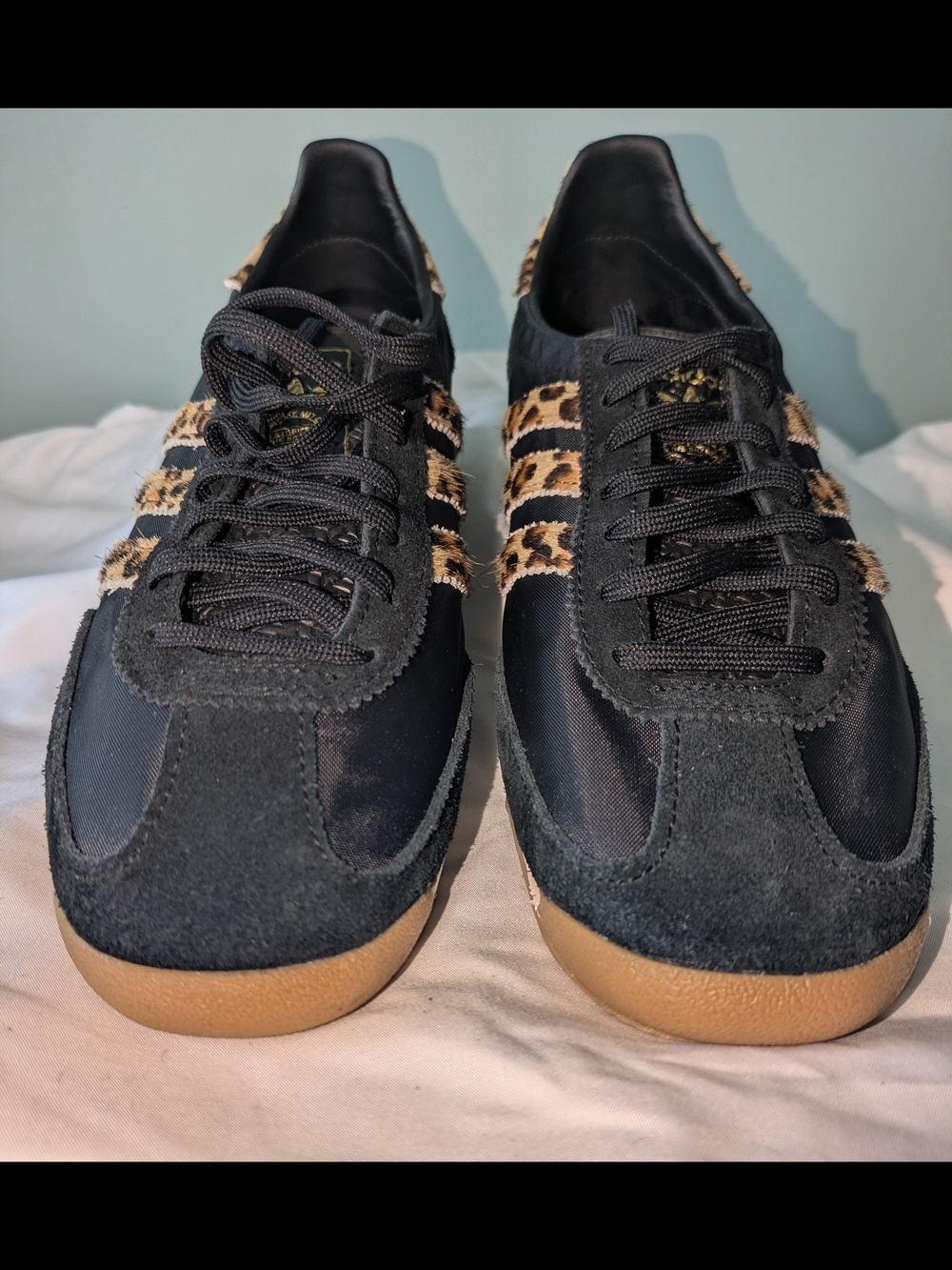 adidas Women's SL 72 OG Black Sneakers with Leopard Stripes - Picture 2 of 12
